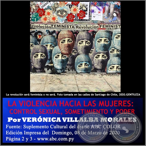 LA VIOLENCIA HACIA LAS MUJERES: CONTROL SEXUAL, SOMETIMIENTO Y PODER - Por VERÓNICA VILLALBA MORALES - Domingo, 08 de Marzo de 2020